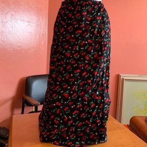 VINTAGE RETRO CHERRY SKIRT LONG CUTE FASHIONABLE
